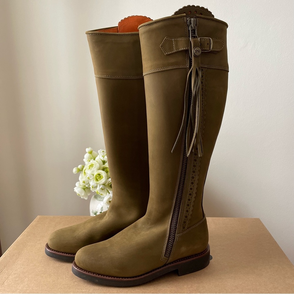 NIB Really Wild Nubuck Spanish Tall Riding Boots, Moss, 38 (7)